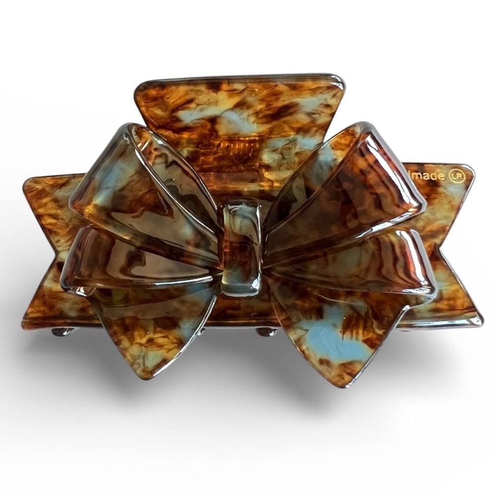 Acrylic Bow Claw Hair Clip Brown New